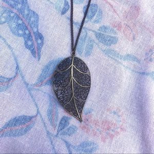 Forever21 Gold Long Leaf Necklace